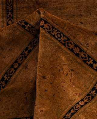 Overdyed One-of-a-Kind Wool Brown Octagon Area Rug 7' 1" x 7' 1"