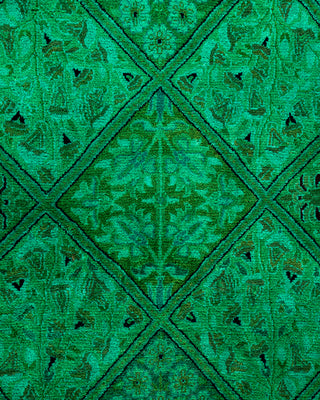 Contemporary Hand-Knotted Overdyed Green Octagon Area rug 7' 1" x 7' 1"