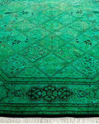 Contemporary Hand-Knotted Overdyed Green Octagon Area rug 7' 1" x 7' 1"
