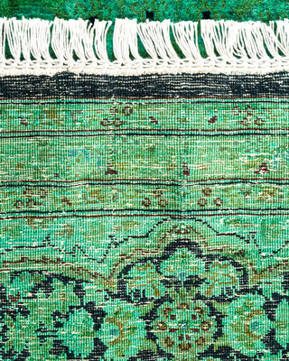 Contemporary Hand-Knotted Overdyed Green Octagon Area rug 7' 1" x 7' 1"