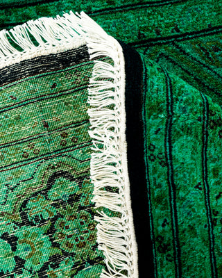 Contemporary Hand-Knotted Overdyed Green Octagon Area rug 7' 1" x 7' 1"