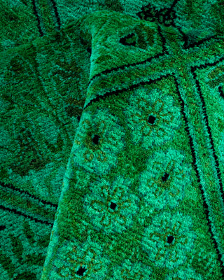 Contemporary Hand-Knotted Overdyed Green Octagon Area rug 7' 1" x 7' 1"