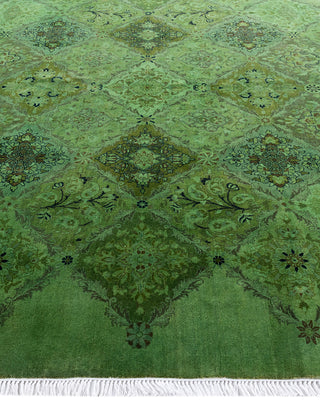 Contemporary Hand-Knotted Overdyed Green Octagon Area rug 6' 1" x 6' 1"