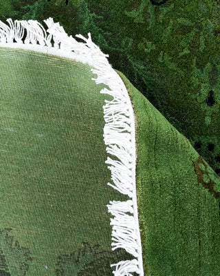 Contemporary Hand-Knotted Overdyed Green Octagon Area rug 6' 1" x 6' 1"