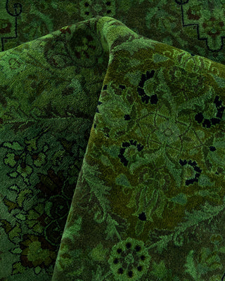 Contemporary Hand-Knotted Overdyed Green Octagon Area rug 6' 1" x 6' 1"
