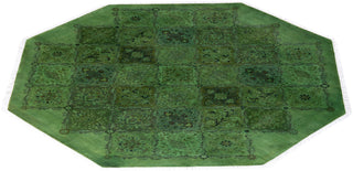 Contemporary Hand-Knotted Overdyed Green Octagon Area rug 6' 1" x 6' 1"
