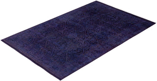 Overdyed One-of-a-Kind Wool Purple Area Rug 4' 0" x 6' 2"