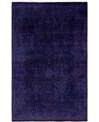 Overdyed One-of-a-Kind Wool Purple Area Rug 4' 0" x 6' 2"