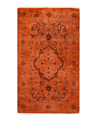Contemporary Overyed Wool Hand Knotted Orange Area Rug 3' 1" x 5' 2"