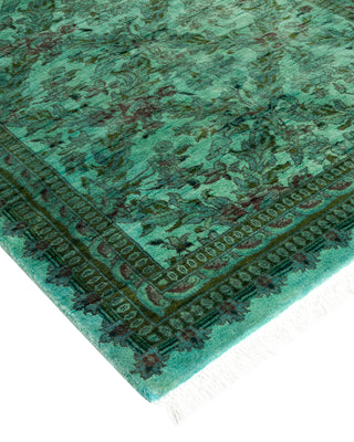 Modern Overdyed Hand Knotted Wool Blue Runner 2' 5" x 12' 4"
