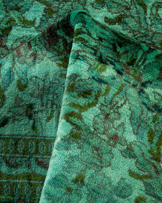Contemporary Hand-Knotted Overdyed Blue Runner 2' 5" x 12' 4"