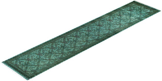 Contemporary Hand-Knotted Overdyed Blue Runner 2' 5" x 12' 4"