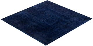 Overdyed One-of-a-Kind Wool Blue Square Area Rug 7' 10" x 8' 1"