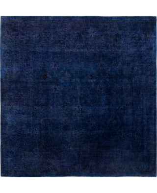 Overdyed One-of-a-Kind Wool Blue Square Area Rug 7' 10" x 8' 1"