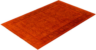 Contemporary Overdyed Wool Hand Knotted Orange Area Rug 4' 0" x 6' 3"
