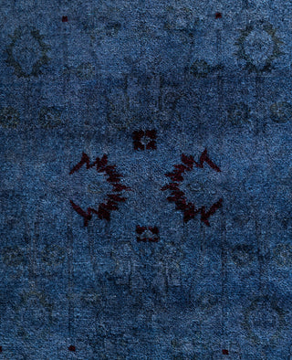 Overdyed One-of-a-Kind Wool Blue Runner 4' 1" x 12' 7"