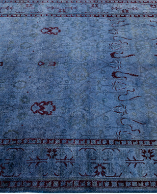 Overdyed One-of-a-Kind Wool Blue Runner 4' 1" x 12' 7"
