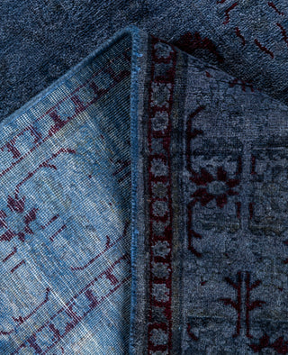 Overdyed One-of-a-Kind Wool Blue Runner 4' 1" x 12' 7"