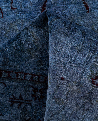 Overdyed One-of-a-Kind Wool Blue Runner 4' 1" x 12' 7"