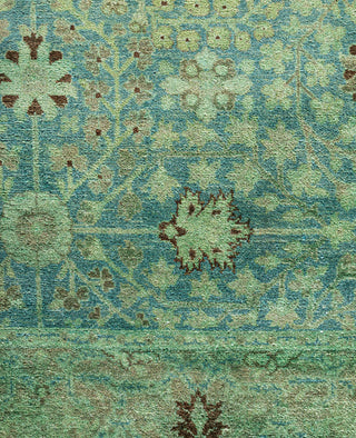Overdyed Hand-Knotted Wool Modern-Contemporary Green Area Rug 4' 1" x 6' 2"