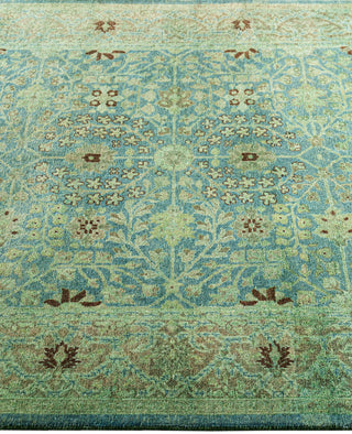 Overdyed Hand-Knotted Wool Modern-Contemporary Green Area Rug 4' 1" x 6' 2"
