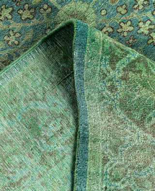 Overdyed Hand-Knotted Wool Modern-Contemporary Green Area Rug 4' 1" x 6' 2"
