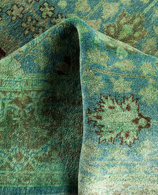 Overdyed Hand-Knotted Wool Modern-Contemporary Green Area Rug 4' 1" x 6' 2"