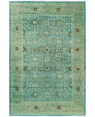 Overdyed Hand-Knotted Wool Modern-Contemporary Green Area Rug 4' 1" x 6' 2"
