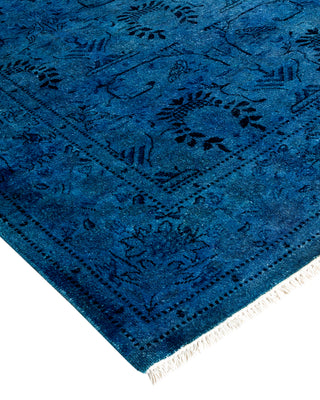 Contemporary Hand Knotted Overdyed Blue Area Rug 4' 2" x 5' 10"