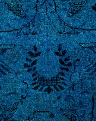 Contemporary Hand Knotted Overdyed Blue Area Rug 4' 2" x 5' 10"