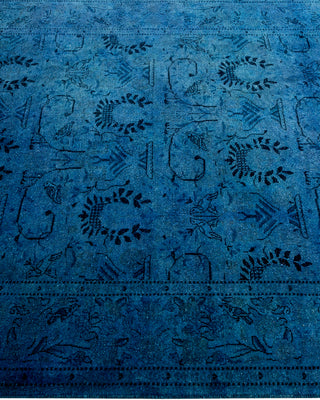 Contemporary Hand Knotted Overdyed Blue Area Rug 4' 2" x 5' 10"