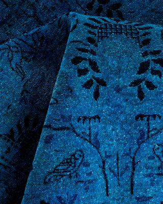 Contemporary Hand Knotted Overdyed Blue Area Rug 4' 2" x 5' 10"