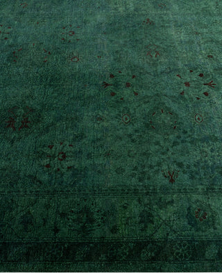 Contemporary Overdyed Wool Hand Knotted Green Area Rug 4' 1" x 6' 7"