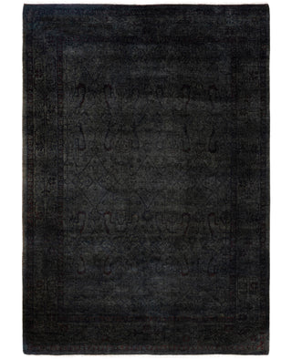 Contemporary Overdyed Wool Hand Knotted Gray Area Rug 4' 2" x 5' 10"