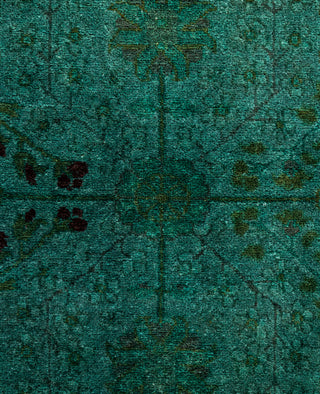 Contemporary Overdyed Wool Hand Knotted Green Area Rug 4' 2" x 6' 3"