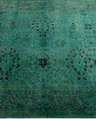 Contemporary Overdyed Wool Hand Knotted Green Area Rug 4' 2" x 6' 3"