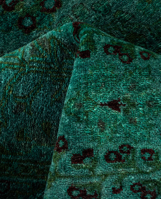Contemporary Overdyed Wool Hand Knotted Green Area Rug 4' 2" x 6' 3"