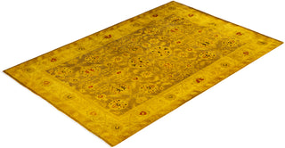 Contemporary Overdyed Wool Hand Knotted Gold Area Rug 4' 2" x 6' 2"