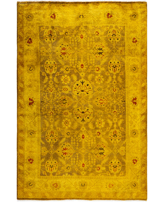 Contemporary Overdyed Wool Hand Knotted Gold Area Rug 4' 2" x 6' 2"