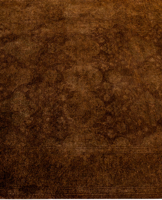 Contemporary Overdyed Wool Hand Knotted Brown Runner 2' 7" x 4' 0"
