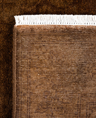 Contemporary Overdyed Wool Hand Knotted Brown Runner 2' 7" x 4' 0"