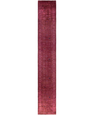 Contemporary Overdyed Wool Hand Knotted Red Runner 3' 0" x 20' 6"