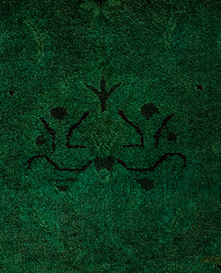 Contemporary Overdyed Wool Hand Knotted Green Runner 3' 1" x 13' 6"