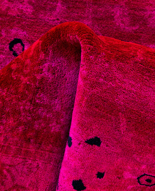 Contemporary Overdyed Wool Hand Knotted Pink Runner 3' 0" x 10' 3"