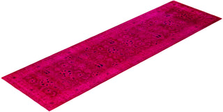 Contemporary Overdyed Wool Hand Knotted Pink Runner 3' 0" x 10' 3"