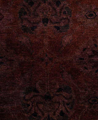 Contemporary Overdyed Wool Hand Knotted Brown Runner 3' 2" x 12' 8"
