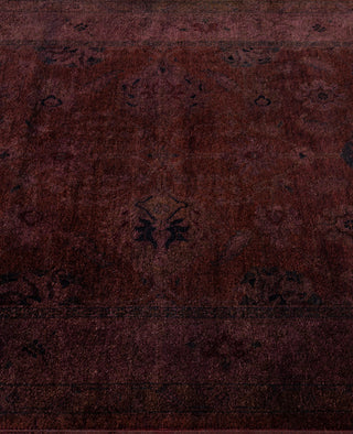 Contemporary Overdyed Wool Hand Knotted Brown Runner 3' 2" x 12' 8"