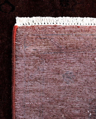 Contemporary Overdyed Wool Hand Knotted Brown Runner 3' 2" x 12' 8"