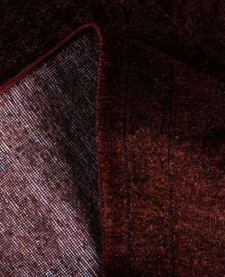 Contemporary Overdyed Wool Hand Knotted Brown Runner 3' 2" x 12' 8"