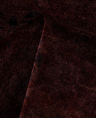 Contemporary Overdyed Wool Hand Knotted Brown Runner 3' 2" x 12' 8"
